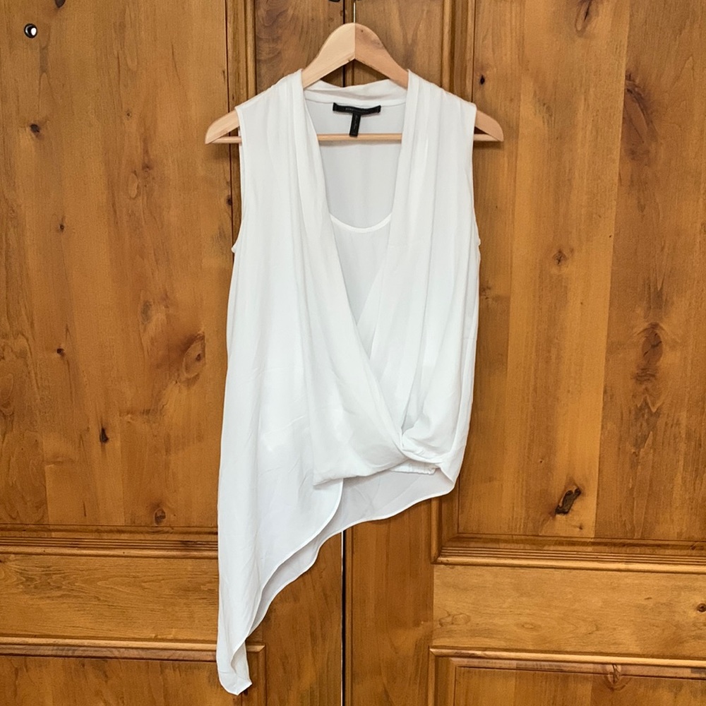 BCBG white flowy top